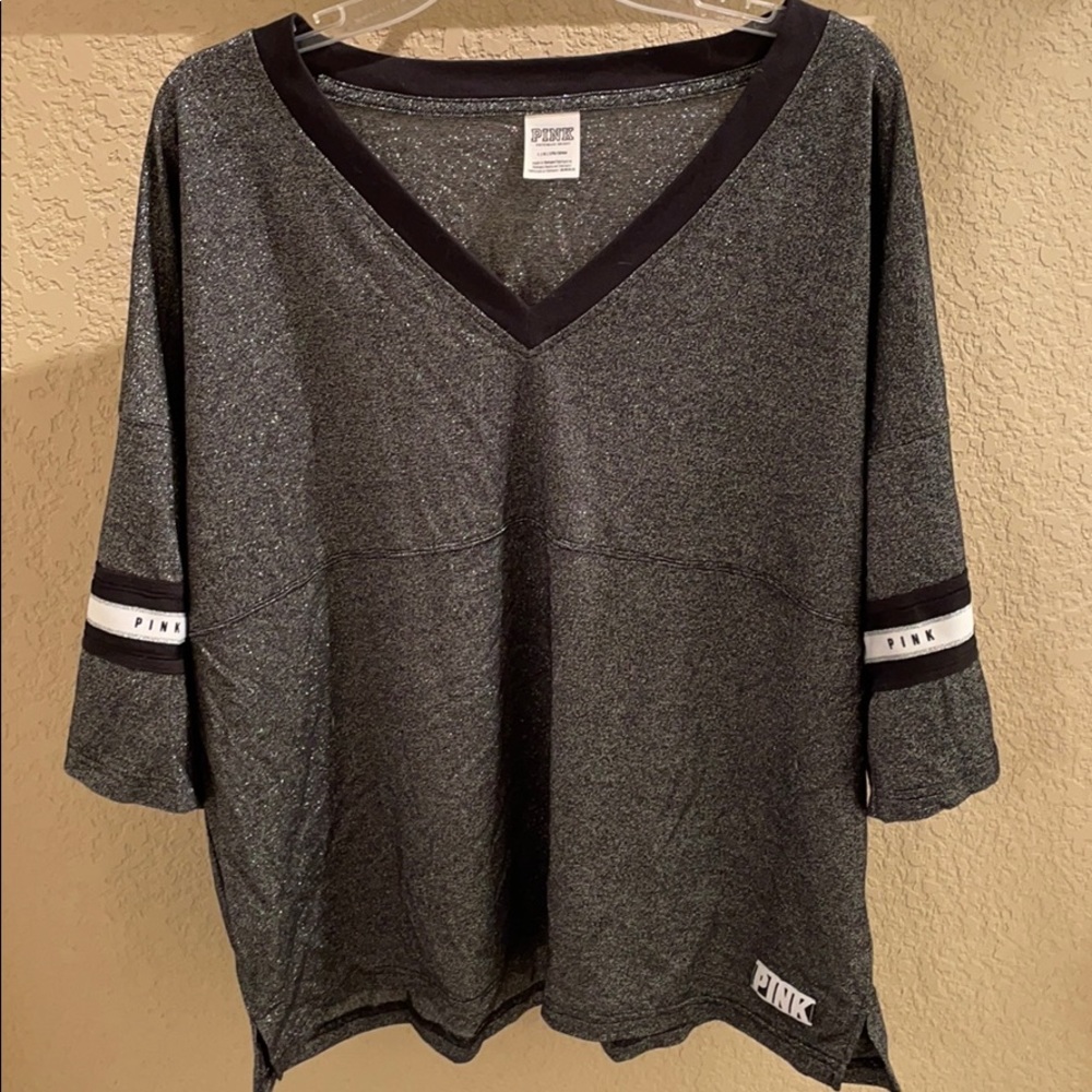 Women’s silver glitter PINK oversized top